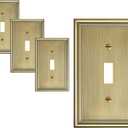 4-Pack Single Toggle Light Switch Cover Plate, Durable Solid Zinc Alloy Decorative Switch Plate Covers, Antique Brass 1 Gang Wall Plate, Corrosion Resistant