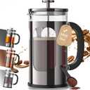 Veken French Press Coffee Maker 34oz, No Plastic Touching Cafe,Thickened Glass Stainless Steel Brewer, Cold Brew Cafetera Tea pot for Kitchen Travel Camping, Gifts, Decor, Bar Accessories, Dark Pewter