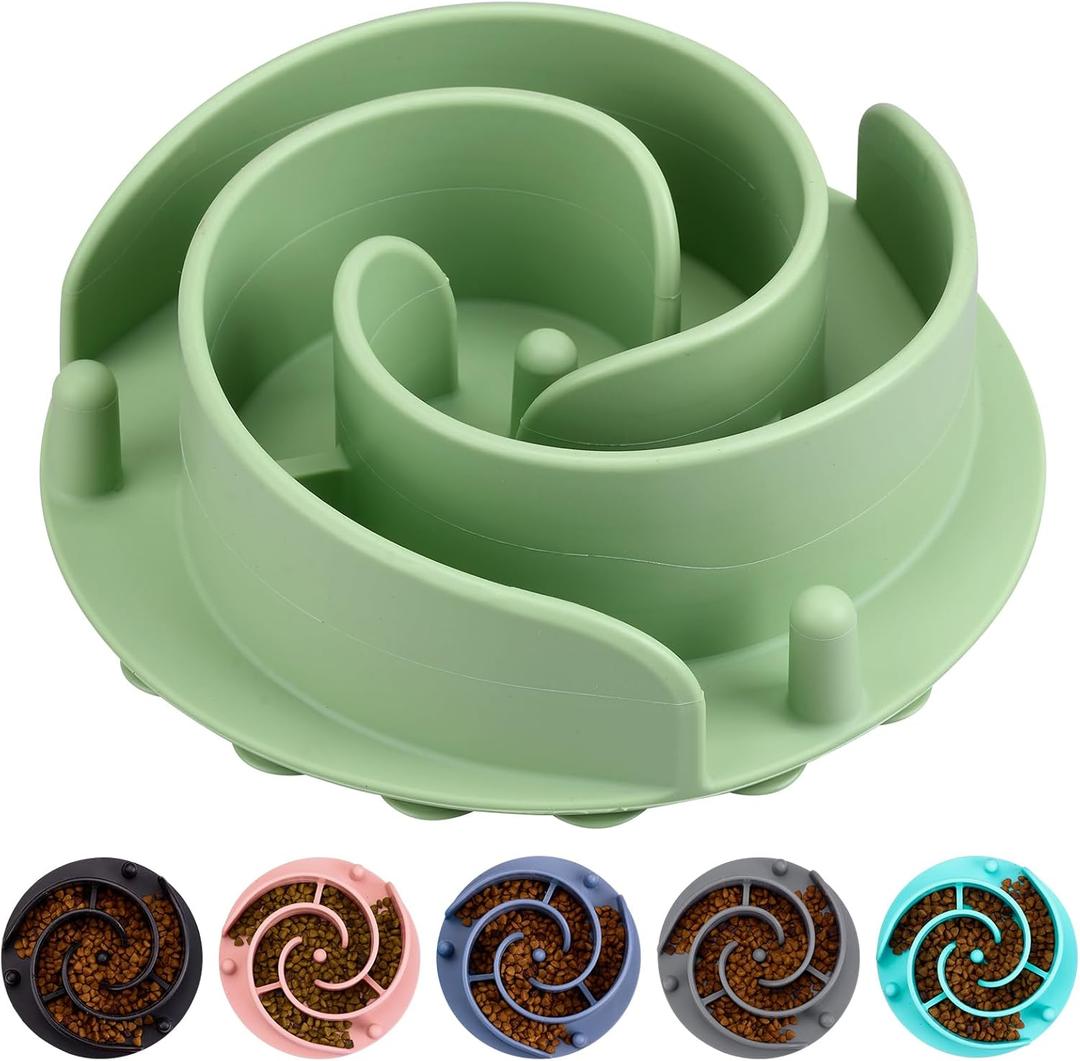 Slow Feeder Dog Bowls Insert, Bestalk Soft Silicone Slow Eating Feeder Insert with Suction Cups for Small, Medium and Large Dogs, Fit into Basic and Elevated Dog Bowls, Green