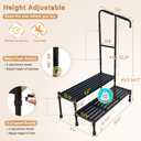 Bed Step Stool with Handle, Medical Bedside Stairs for High Beds Adults, Stepping Stool with Assist Rail Adjustable, Wide Platform Step for Elderly Seniors Handicap Mobility Two Step Stool