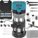 TWOWIN Router Tool, 6.5 Amp 1.25 HP Hand held Wood Router Tool, Compact Palm Trim Router for Woodworking, 6 Variable Speeds Fixed Base Laminate Router Woodworking Tool with Dust Hood 15PCS Router Bits