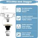 972-098J Plumbing-Equipment Brushed Nickel Drain Sink Stopper, Drain Sink Plug Part Push & Seal Drain Stopper Assembly