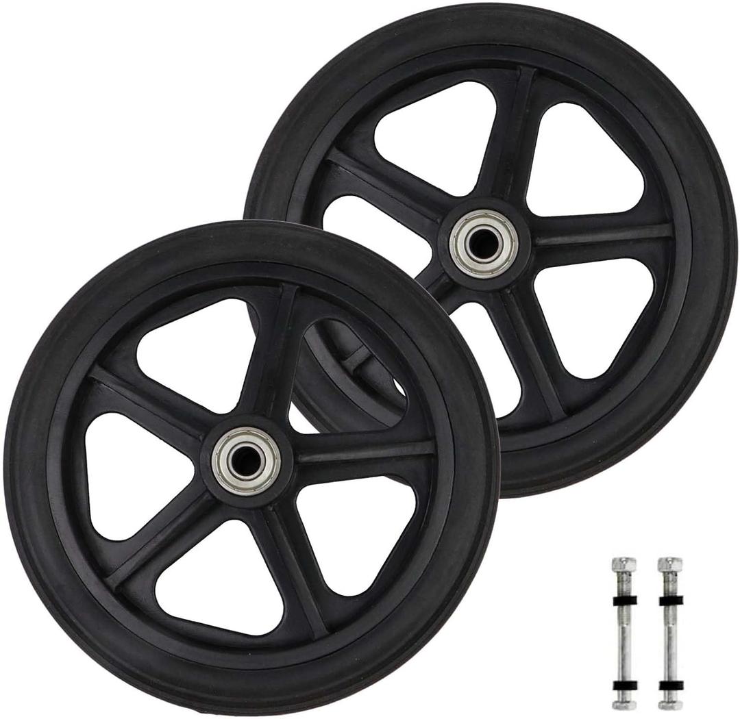 Woogim 2PCS Black Rollator Front Wheel Replacement 6.69" Rubber Replacement Wheelchair Wheels Wheelchair Non Slip Walker Front Wheels for Walker
