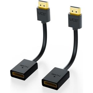 VCE 2-Pack HDMI Male to Female Swivel Adapter HDMI Extension Gold Plated Converter for Google Chrome Cast, Roku Streaming Stick
