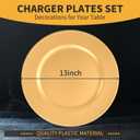 Teruntrue 24 Pcs Gold Charger Plates with Beaded 13 Inch Plastic Charger Plates for Dinner Plate, Gold Chargers for Table Setting, Round Chargers Plate for Wedding Party Holiday Event Tabletop Decor