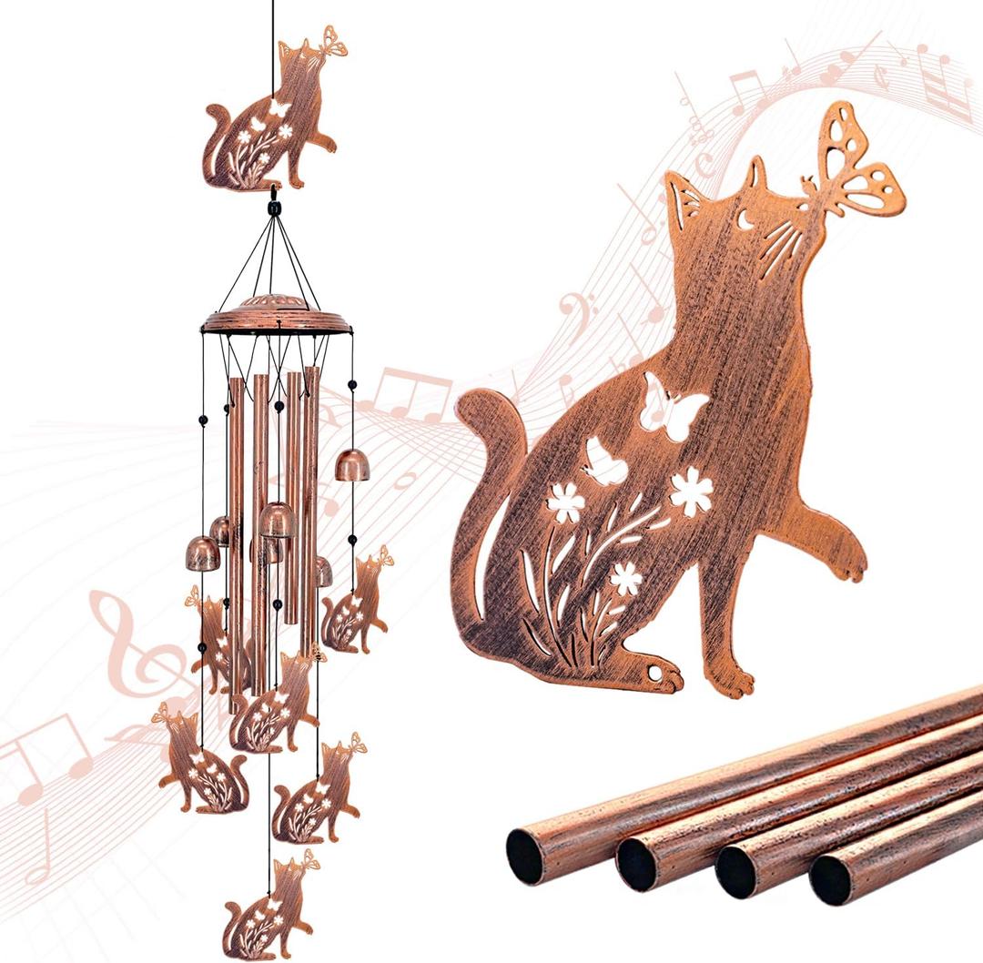 Cat Wind Chimes for Outside,Cat Gifts for Women Men/Memorial Gift/Birthday Gifts/Metal windchimes Outdoors/Indoors,Garden Decor,Patio,Home,Porch,Yard Decorations
