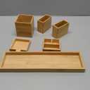 Bamboo Vanity Tray, 6-Piece Bathroom Countertop Vanity Tray Set, Makeup Kitchen Desk Organizer and Storage - Holds Small Items