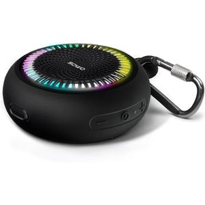 SOWO Shower Speaker Bluetooth Waterproof | Small Portable Wireless Bluetooth Speaker with Clip | Powerful Bass and Louder Volume | Colorful Lights and Lightweight | for Bathroom,Travel,Beach | Black