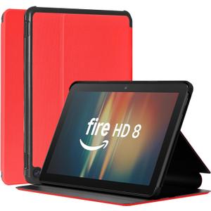 Tablet Case Fits 8 inch Tablet,Slim Soft TPU Back Smart Magnetic Stand Protective Cover, [Sleep/Wake](2024/2022/2020 Release)(Incompatible with iPad Samsung TCL 8 Inch Tablet) (Red)