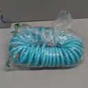 25 FT 3/8" Lightweight Coiled Garden Hose EVA Flexible with 7 Function Nozzles and Brass Connectors for Garden Watering Plants Greenhouses Patios Lake Blue