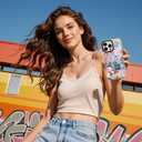 ChiCsFleur for iPhone 13 Pro Max Case, TPU Phone case with Camera Protection for Women Girls Teens - Coastal Collage Pink Bow Disco Ball Y2K Gift Tropical Floral Blue White Sorority Aesthetic Unique (MarineOcean)