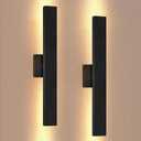Aluminum Modern LED Wall sconces 2 Pack, 24.4 inch Matte Black Waterproof Wall Lights with 28W LED Light Source for Indoor,Outdoor,Living Room,Bedroom,Garage,Porch,Hallway