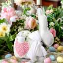 Civaner Easter Bunny Throw Pillow Felt Rabbit Shaped Decorative Pillows with Pink Heart and Removable Carrots Easter Decoration Cushion for Room Couch Sofa Bed Farmhouse Spring Decor 20 X15.7 Inches