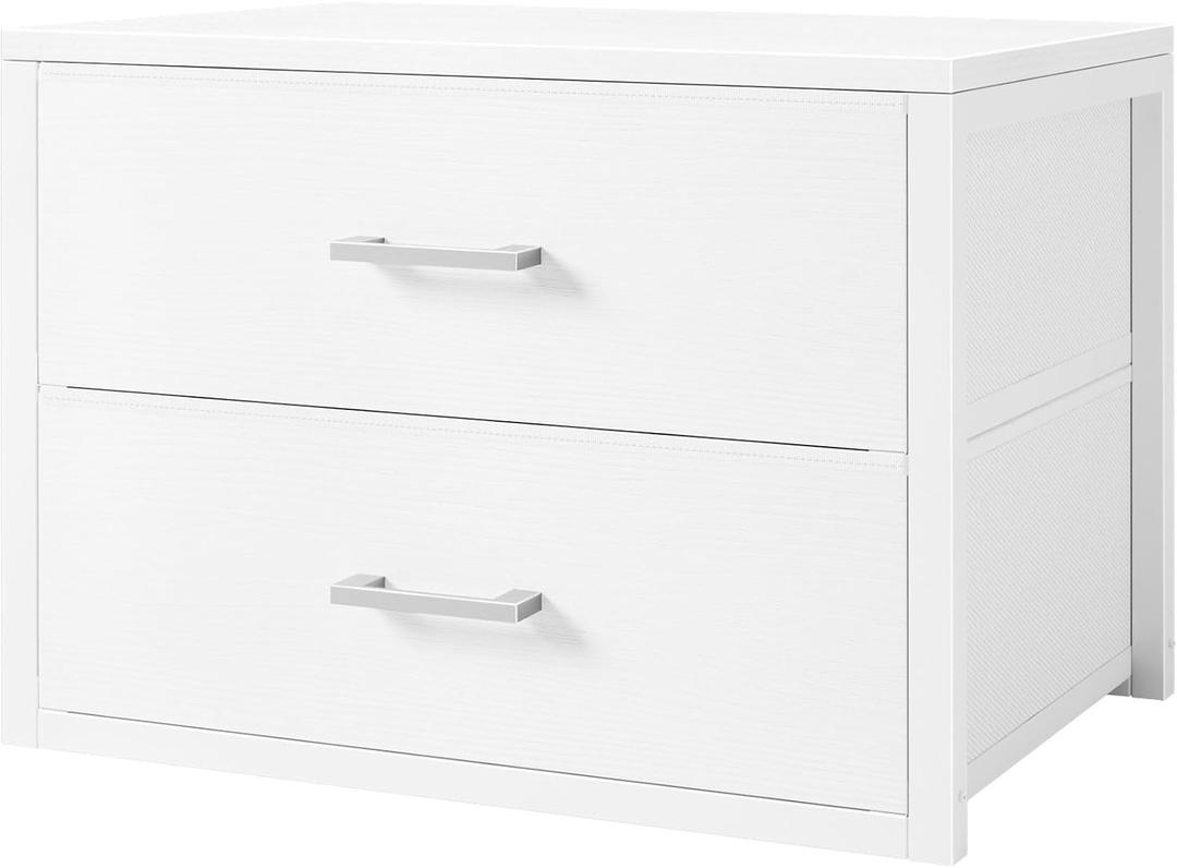 BOLUO Stackable Storage Drawers Closet Organizers and Storage Bins Fabric White 2 Drawer Dresser for Bedroom Office Modern (L(16.1"D x 21.8"W x 19.7"H))