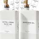 White Glass Olive Oil Dispenser Bottle for Kitchen by Brighter Barns - Avocado Oil Dispenser Set, Vanilla Syrup Bottle - Modern Decor, Gold Kitchen Accessories for Airbnb, Cafe (White/Gold, Set of 2)