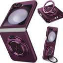 for Samsung Galaxy Z Flip 6Rotate Ring Magnetic Protection Shockproof Cover CaseFoldable Slim Case Compatible with Samsung Galaxy Z Flip 6 (Purple)