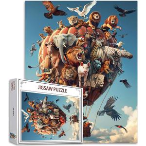 Tucocoo Animals Jigsaw Puzzles for Adults 1000 Pieces, Hot Air Balloon Art Jigsaw Puzzle 27 x 20 inches Colorful DIY Handwork Puzzles for Home Decoration Gifts, Family Puzzle Perfect for Game Nights