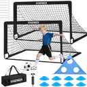 Soccer Goal, 2 of 6x4 Soccer Goals for Backyard with Soccer Net, Soccer Ball, Target, Cones, Soccer Training Equipment for Toddler Kids Youth (Black)