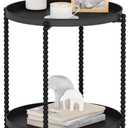 YINMIT 2 Tier End Table,Outdoor Metal Round Side Table,Waterproof Sofa Coffee Side Tables,Bedside Nightstand for Living Room, Bedroom, Office, Balcony