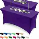 Utopia Kitchen Spandex Tablecloth 2 Pack [6FT, Purple] Tight, Fitted, Washable and Wrinkle Resistant Stretch Table Cloth Rectangle Cover for Trade Show, Weddings & Parties [72Lx30Wx30H Inch]