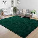 Fluffy Soft Dark Green Rugs for Bedroom Living Room, 4x6 Plush High Pile Deep Green Shaggy Carpet for Classroom Kids Boys Playroom Toddler Nursery Dorm Home Decor, Modern Indoor Non Slip Rug