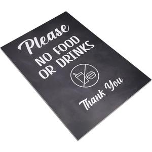 Please No Food Or Drinks Sign - Customer notice, no eating or drinking, A4 size (Black Adhesive)