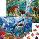 Puzzles for Kids Ages 4-6, 2 x 100 Pieces Jigsaw Puzzles for Kids Ages 3 4 5 6, Forest Animals and Underwater Ocean Puzzle Learning & Educational Games Birthday Xmas Gift for Boys Girls Toddlers 3-8