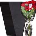 Baotongle 20 Pack Flower Bags for Bouquets Black Flower Sleeves for Bouquets Bags with Ribbon for Valentine's Day Birthday Wedding Graduation Father's Day Gift Packing (Black)