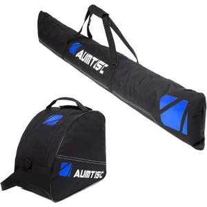 AUMTISC Ski and Boot Bag Combo, Padded Ski Bag for Air Travel, Two Piece Snow Ski Travel Bags for Flying, Adjustable Length Ski Storage Bags for Skis Up to 200cm and Boots Up to Size 13