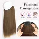 REECHO Invisible Wire Hair Extensions with Transparent Headband Adjustable Size Removable Secure Clips in Straight Secret Hairpiece for Women (16 Inch (Pack of 1), Light Ash Brown with Highlights)