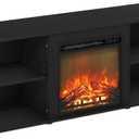 Furinno Classic 70 Inch TV Stand with Fireplace, Americano