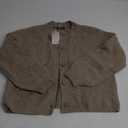 BTFBM Cardigan Sweaters for Women Fall 2025 Long Sleeve Button Down Soft Loose Chunky Knit Outwear Cropped Winter Coats Brown Medium