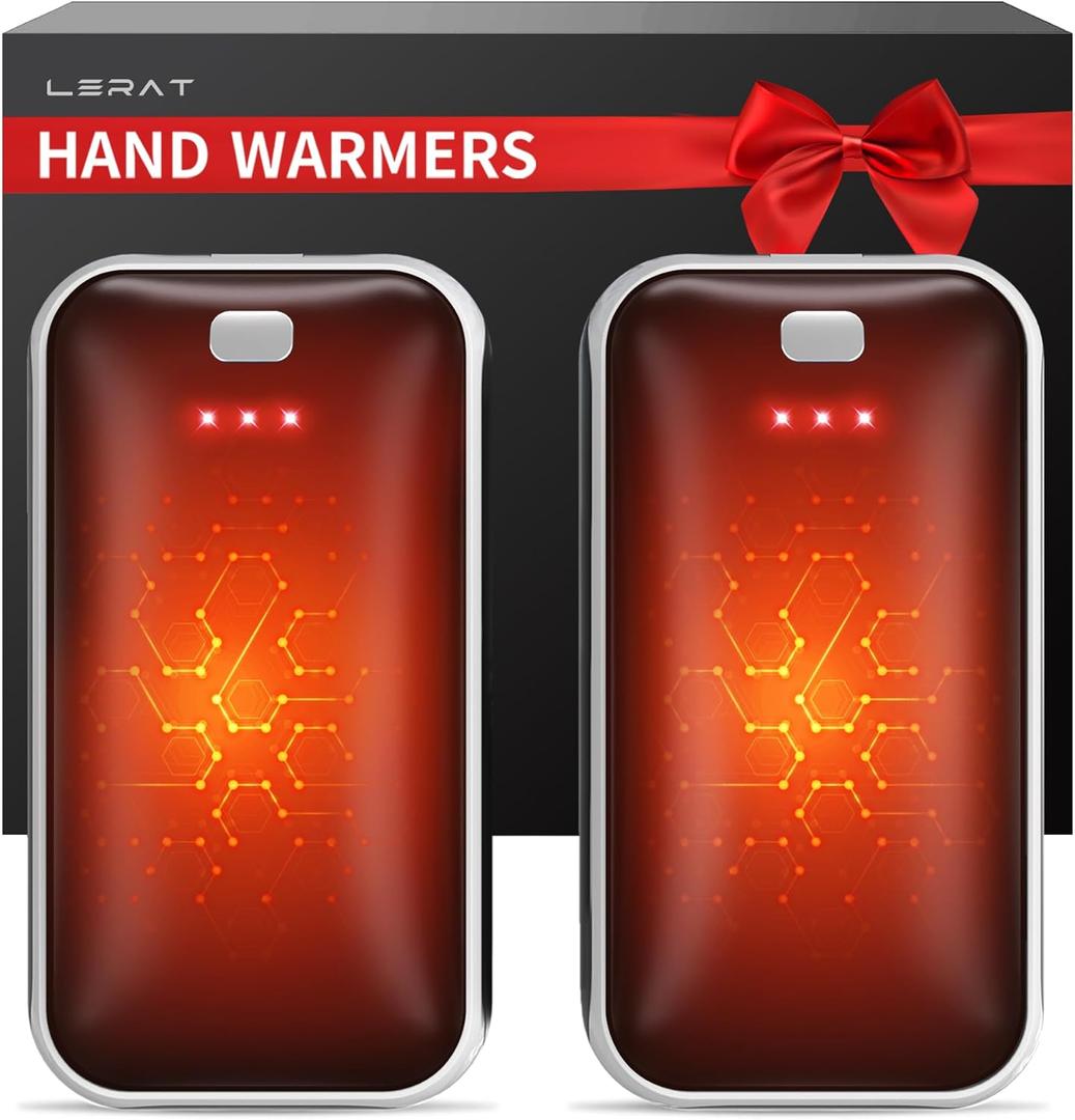 Lerat 2 Pack Rechargeable Hand Warmers, 3s Fast Heating Electric Hand Warmer, Reusable Portable Pocket Heater for Golf, Football, Camping, Hunting Essentials, Gifts for Men Women