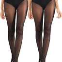 DancMolly Sheer Tights for Women High Waist Black T-Crotch Stockings, 2 Pairs
