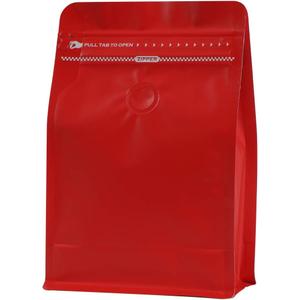 REMTAP Coffee Bags with Valve (50pcs,8oz) Red High Barrier Aluminumed Foil Flat Bottom Standing Coffee Beans Storage Bags,Reusable Heat Sealable Side Zipper Pouches for Home or Store