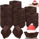 Tanlade 350 Pcs Square Mini Cupcake Liners Disposable Brownie Baking Pan Liners Paper Baking Cup for Cup and Cupcakes Party Supplies for Weddings Birthdays Bridal(Coffee)