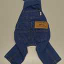 Small Dog Hoodie Clothes Cute Stripe Shirts Denim Jumpsuit One-Piece Outfit for Small, Medium Dogs Cats Boy, Girl Chihuahua, Blue Jeans, Overalls Puppy Costume (Blue, M)