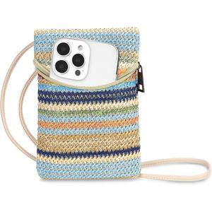 Small Crossbody Women Cell Phone Purse Wallet Bag With Shoulder Strap (Blue Stripe)