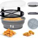FJNATINH Collapsible Batter Bowl - Mess Free Better Breader Shaker Bowl with Lid Breading Shaker Container - Great for Fried Fish, Fried Chicken, Onion Rings, Wings & More,No Leak,Easy to Store (Gray)