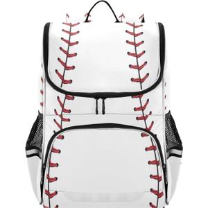 Large Backpacks Baseball Laces, Softball Bookbag Lightweight Laptop Computer Bags Durable Travel Casual Daypacks for Teens Colloge Work Business Hiking 16 Inch