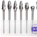 DLtools 10pcs Aluma Cut Tungsten Carbide Rotary Burr Set, Metal Carving Drilling Polishing Cutter Bits with 1/8"(3mm) Shank and 1/4"(6mm) Head Dia for Die Grinder Drill Aluminum and Wood