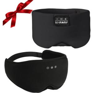 LC-dolida Bamboo Cotton Bluetooth Sleep Mask, 2 in 1 3D Soft Sleep Mask with Sleep Headphones