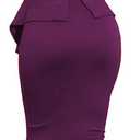 Women's Peplum Bodycon Long Sleeve Wear to Work Dresses Bow Party Club Ruffle Formal Cocktail Pencil Dress (Purple, XL)