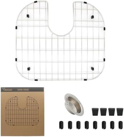 YORZSDI Kitchen Sink Grid 18-7/8" x 16-3/4" - Heavy Duty Kitchen Sink Protector with Built-in Strainer & Rear Drain, Non-Slip Rubber Feet & Scratch Resistant Bottom Guard
