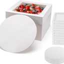 15Pcs 10x10x8 Inch Tall Cake Boxes with Clear Window & Cake Boards - Sturdy White Bakery Boxes with Scalloped Edge for Layer, Wedding, Birthday Cakes - Secure Transport for Professional & Home Bakers