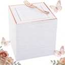 WDF 86pcs Rose Gold Dessert Plates 6" with 86 Pieces Disposable Forks 5", Elegant Square Appetizer Small Plastic Plates for Mother's Day, Wedding