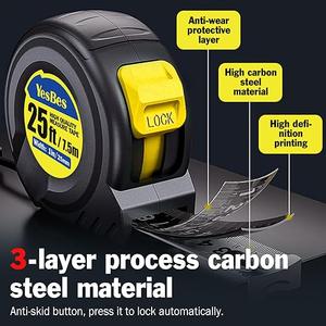 YesBes Tape Measure 25 ft, 5 Pack Bulk Easy Read Measuring Tape Retractable, Measurement Tape 25 FT by 1 in