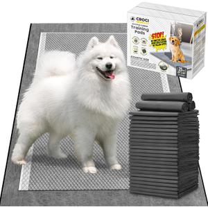 CROCI 28"x44" 4XL Activated Carbon Pee Pads for Dogs, Odor-Control Charcoal Dog Pads Absorbs Up to 12 Cups of Liquid, 6-Layer Thicker Leak-Proof & Quick Dry Dog Training Pads, Disposable (25 Counts)
