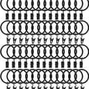 100Pack Curtain Rings with Clips Hooks, Rustproof Metal Stainless Steel Drapery Rings, 1.5in Interior Diameter Curtain Hangers Clips, Fits Diameter 1.2 in Rod, Vintage Black