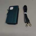 Wallet Case Compatible with iPhone 13 RFID Blocking 7-Card Holder Soft PU Leather Magnetic Snap Shoulder Strap Zipper Pocket Phone Case Fit for iPhone 13 for Women 6.1" - Blue Green